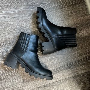 Report Lug Sole Black Heel Boots